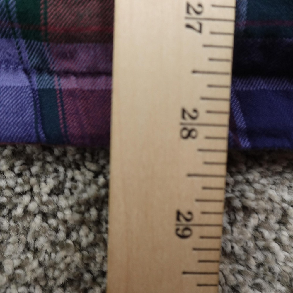 LL Bean Jacket Womens XL Blue Red Fleece Lined Flannel Shirt Snap Shacket Coat - Picture 6 of 10